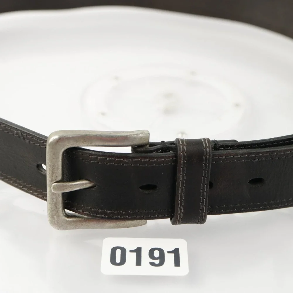 Timberland Mens Belt Size 36 Brown Leather Work Casual Adjustable Buckle Logo